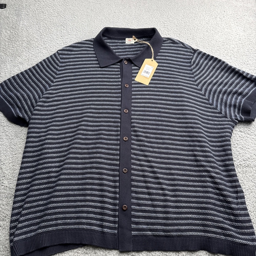 FAHERTY Sweater Shirt Mens XXXXL 5XL S/S Cotton Cashmere Northern Depths Stripe